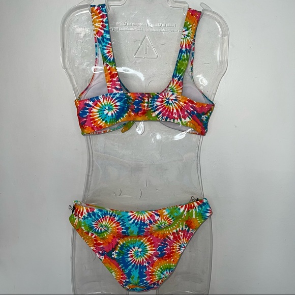 NEW Cabana Del Sol Rainbow Tie Dye Matching Bikini Set Size Large - Picture 7 of 7